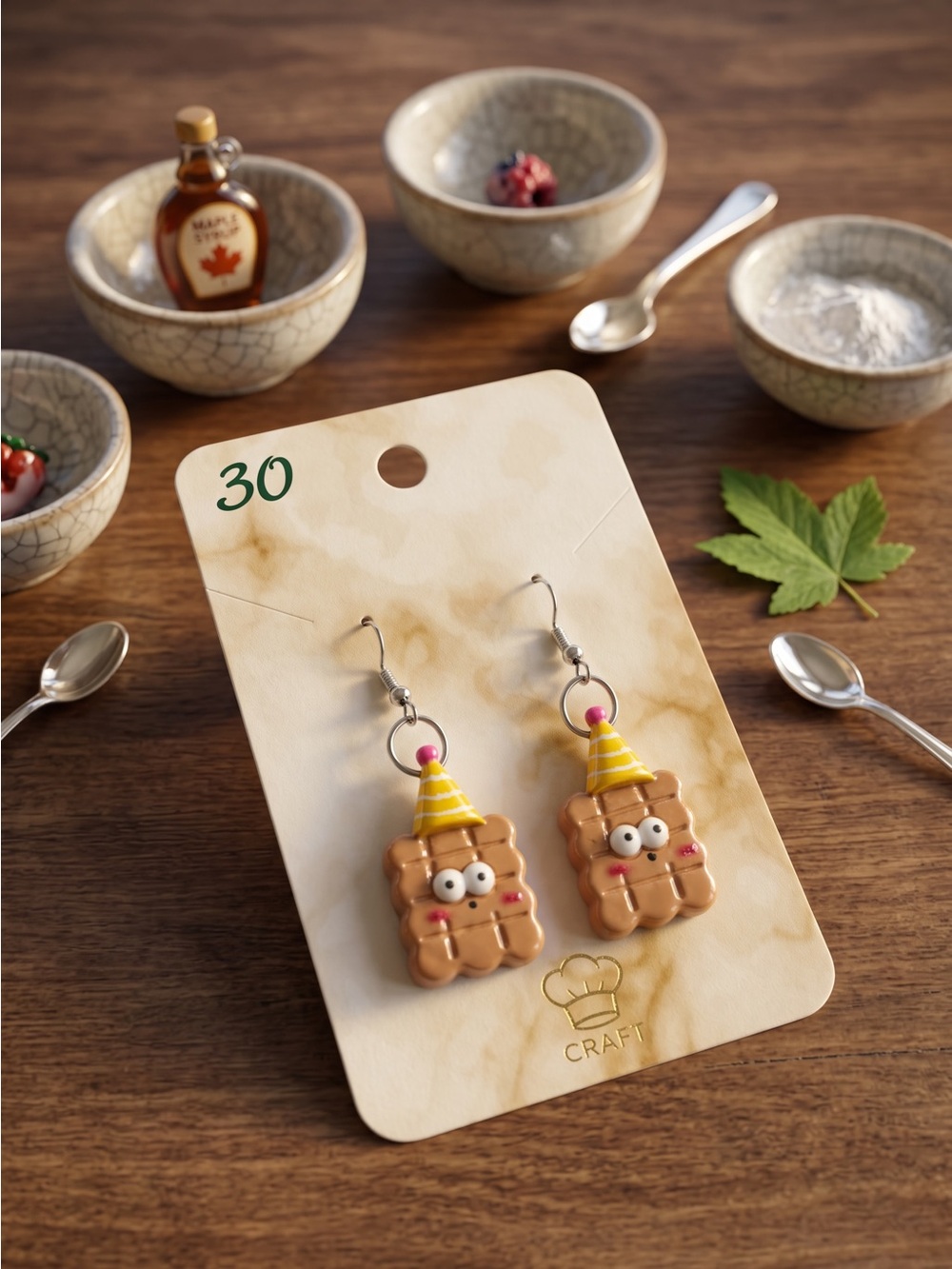 Cute S’mores Graham Cracker Party Hat Dangle Earrings NWOT